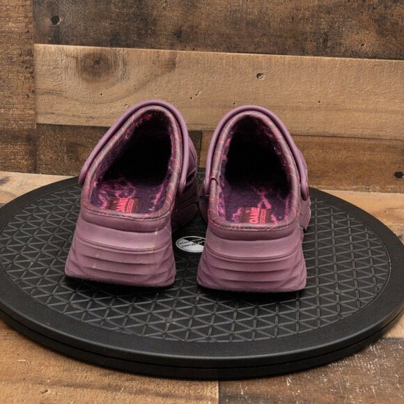 SKECHERS FOAMIES PLATFORM WOMENS CLOGS PURPLE FAUX FUR LINED SLIP ON SIZE 6 - Picture 7 of 9
